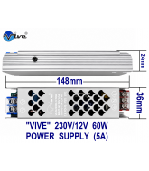 Vive 230V/12V 5A 60W Slim Led Power Supply